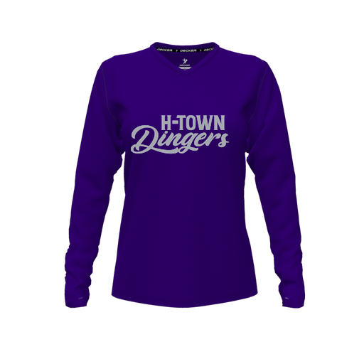 [FTLVCFPP-FYXS-LOGO2] Decker Comfort T-Shirt (Female Youth XS, Purple, V Neck, Logo 2, Long Sleeve)