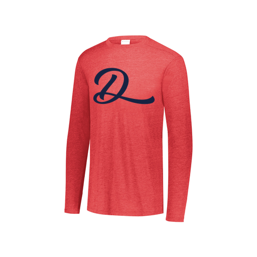 [FTLCUBRD-YS-LOGO3] Decker Youth Tri-Blend T-Shirt - Long Sleeve (Youth S, Red, Logo 3)